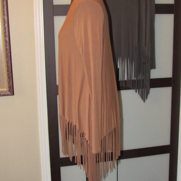 Women's Charlie Paige Fringed Wraps/Jackets. Size M. One Grey, one Beige. - Picture 5 of 9